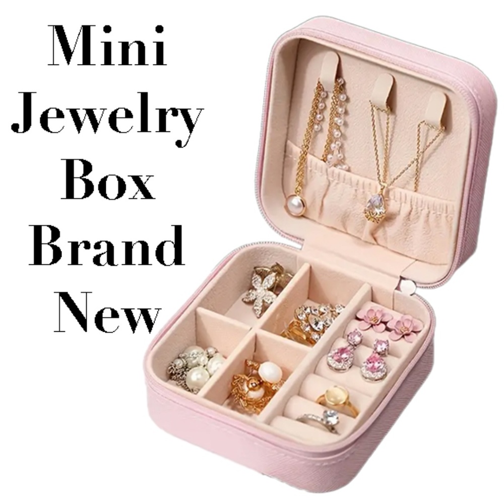 Pink Small PU Leather  Jewelry Organizer Box -- Multiple Sections - Zipper - NWT
